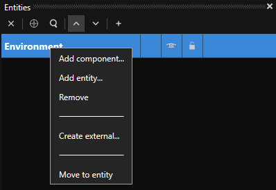 Context menu when right-clicking the Environment layer