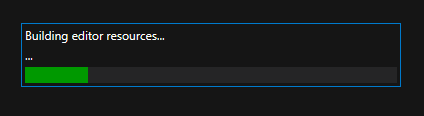 Build progress dialog showing editor assets being built