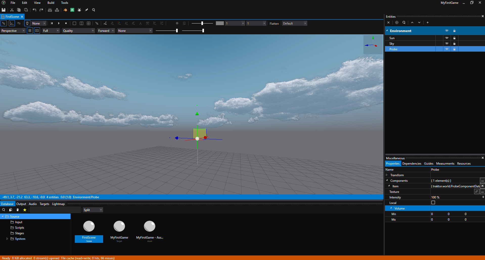Scene Editor showing enhanced lighting with environment probe added