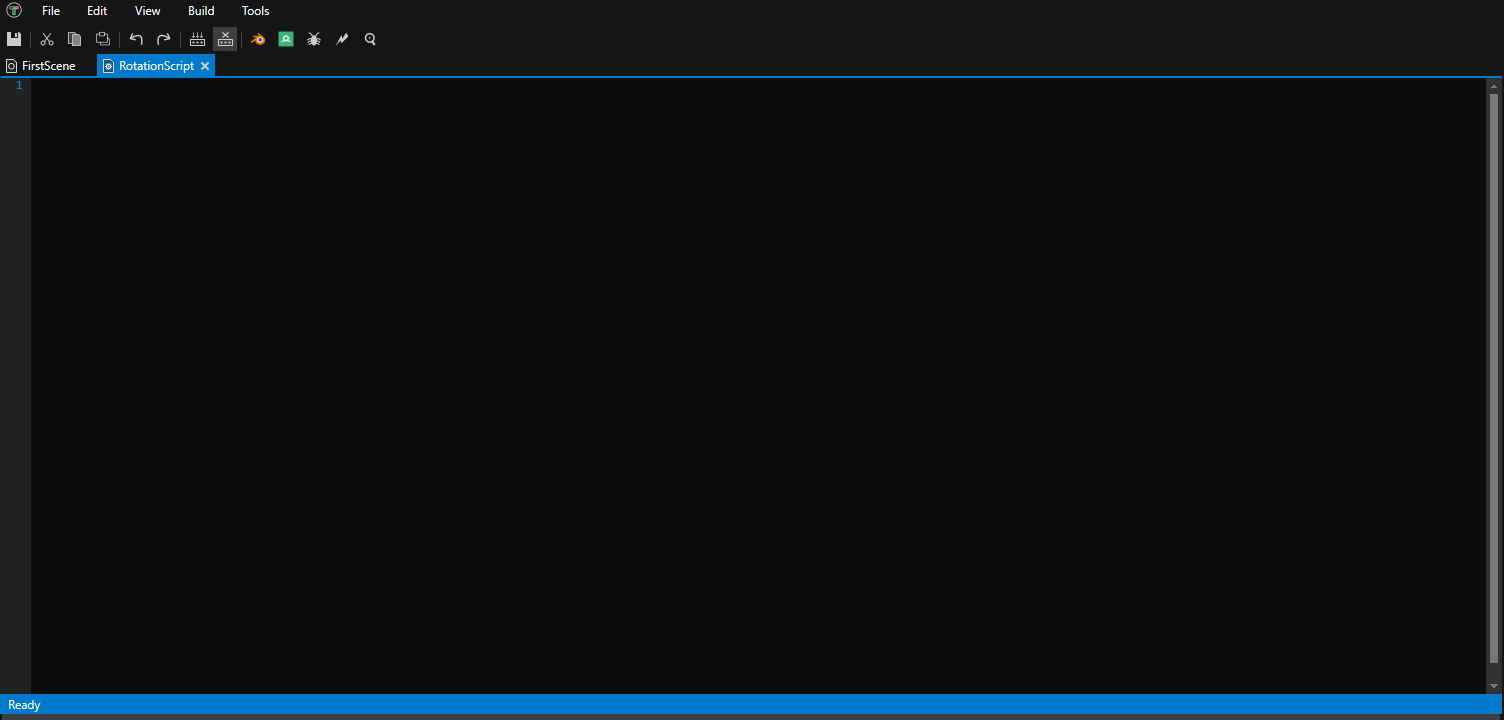 Script editor with empty script file