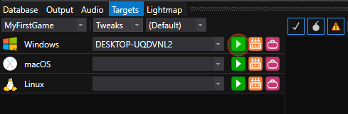 Target Manager showing available targets